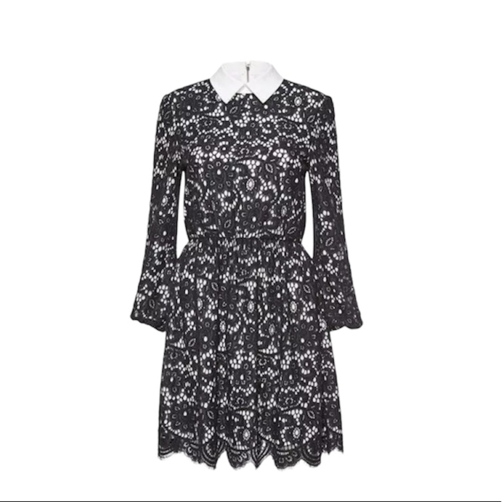 Alice + Olivia Terisa Fit & Flare Lace Dress in Black & White Size 4